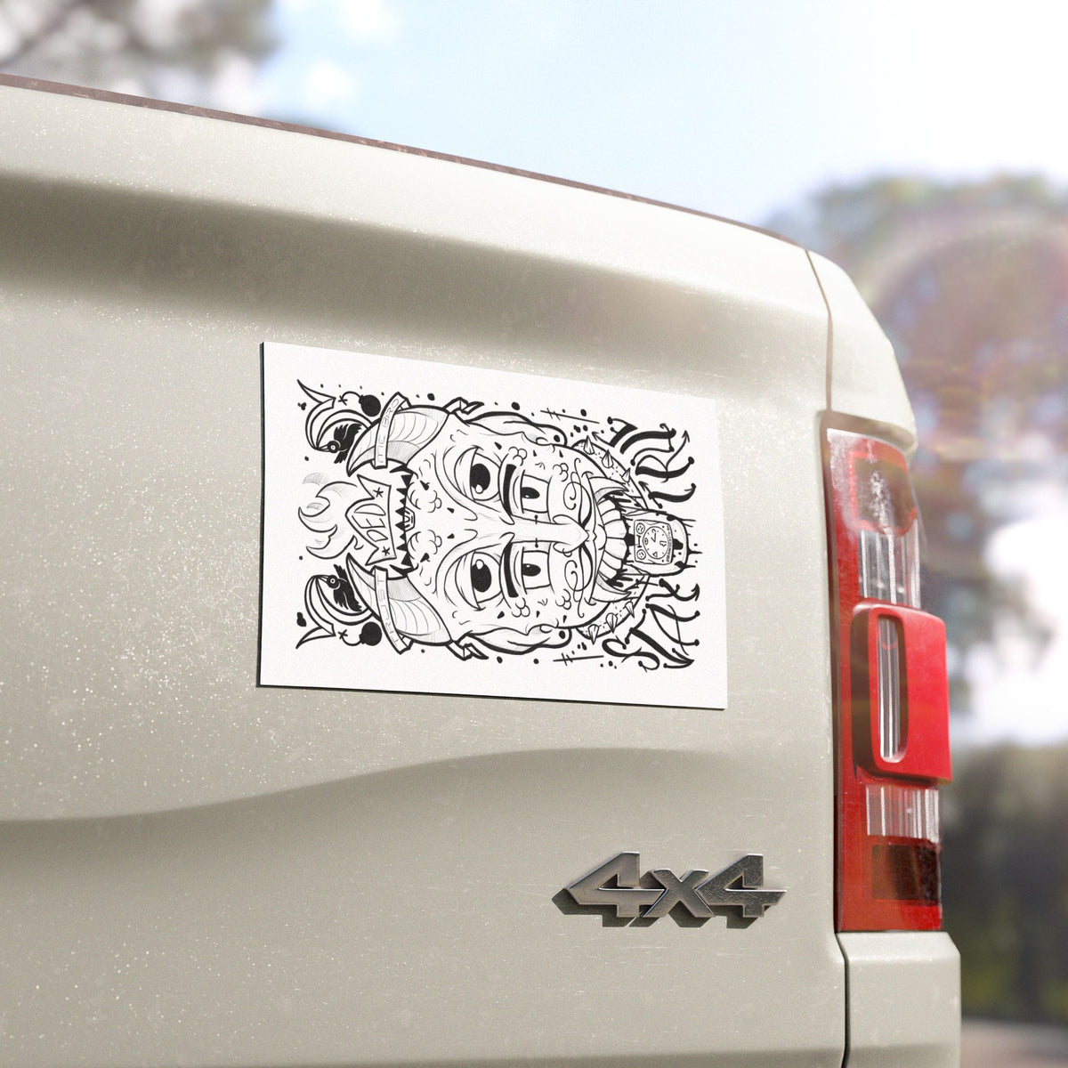 "Stay True" Punk Mask Car Magnet — Surreal Line Art Vehicle Decal
