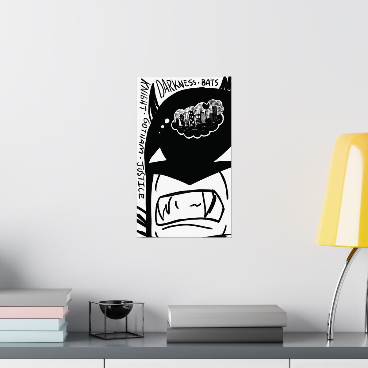 Batman Pop Art Matte Vertical Poster — 'Darkness • Bats' Graphic Wall Art