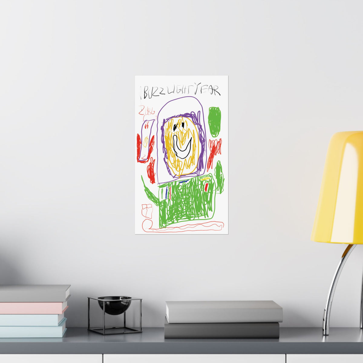 Childlike Smile Artwork Matte Poster — Colorful Kid Drawing Vertical Print