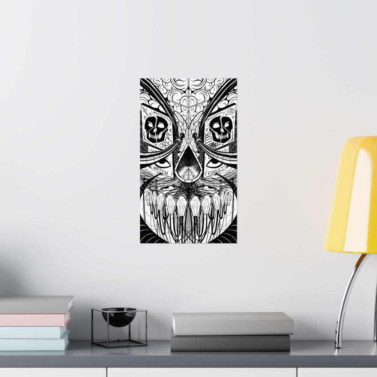 "OBEY & SUCCUMB" Gothic Dystopian Matte Poster — Cyberpunk Line Art Print