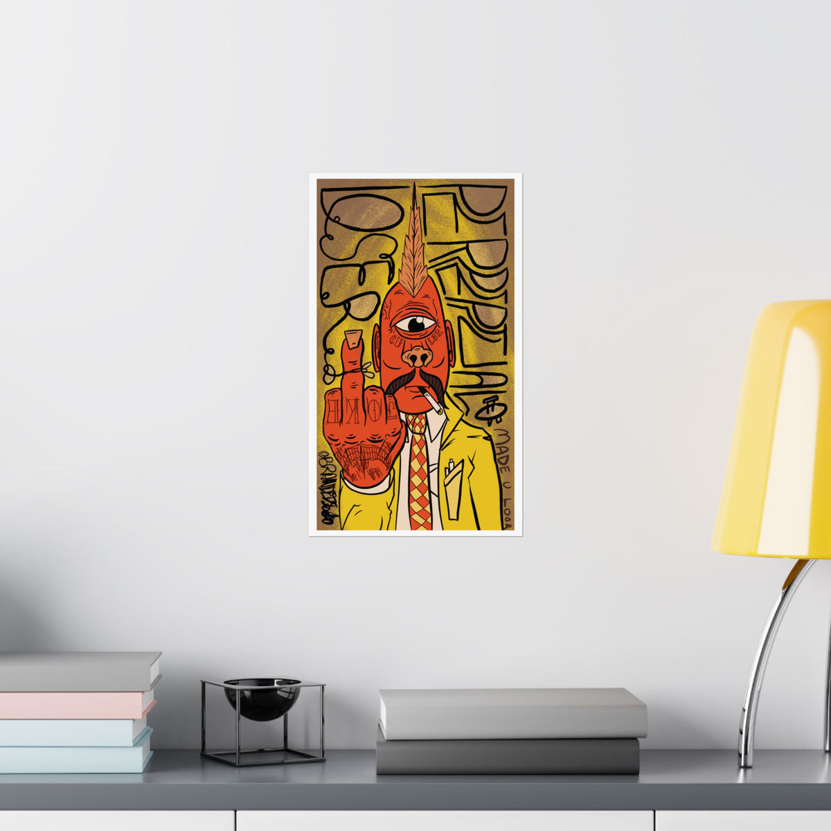 Psychedelic One-Eyed Punk Poster — Bold Vertical Matte Art Print