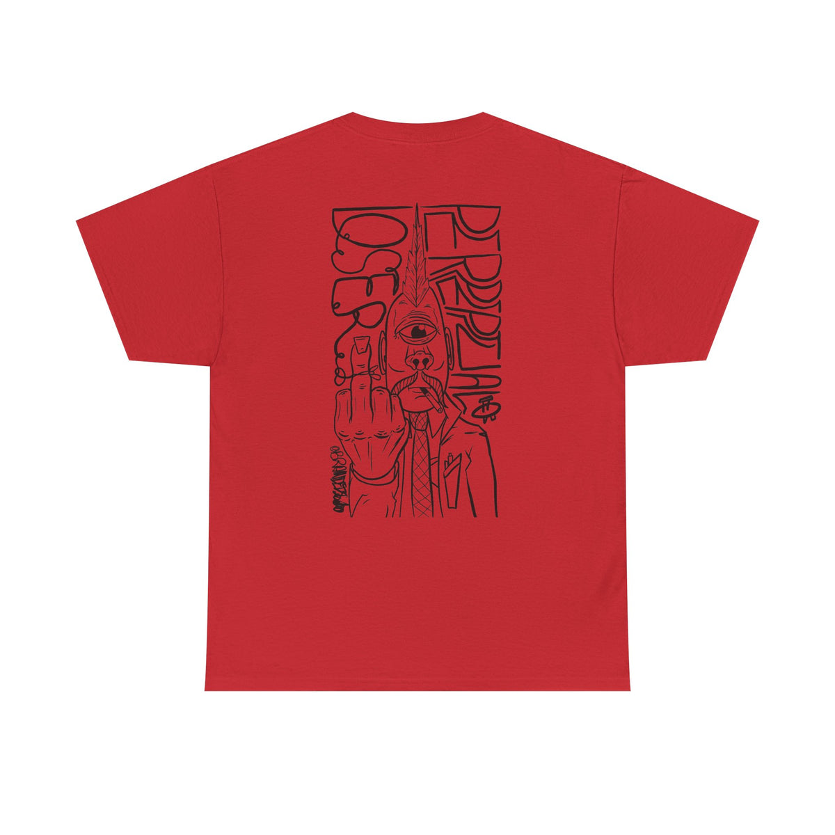 Street Art Graphic Tee — Black Line Illustration 'Perpetual Los3r'
