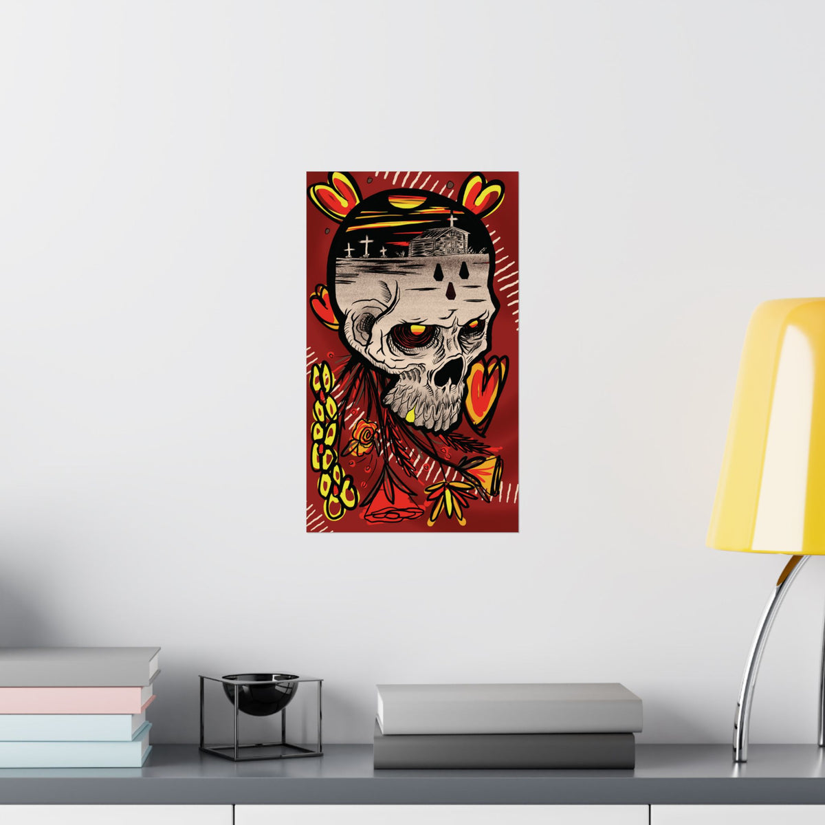 Gothic Skull Landscape Matte Poster — Post-Punk Art Print