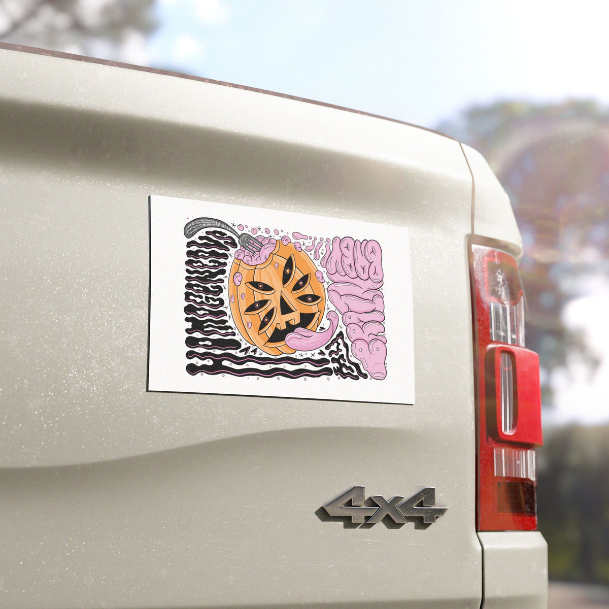 Pumpkin Brain Car Magnet — Halloween Horror Decal