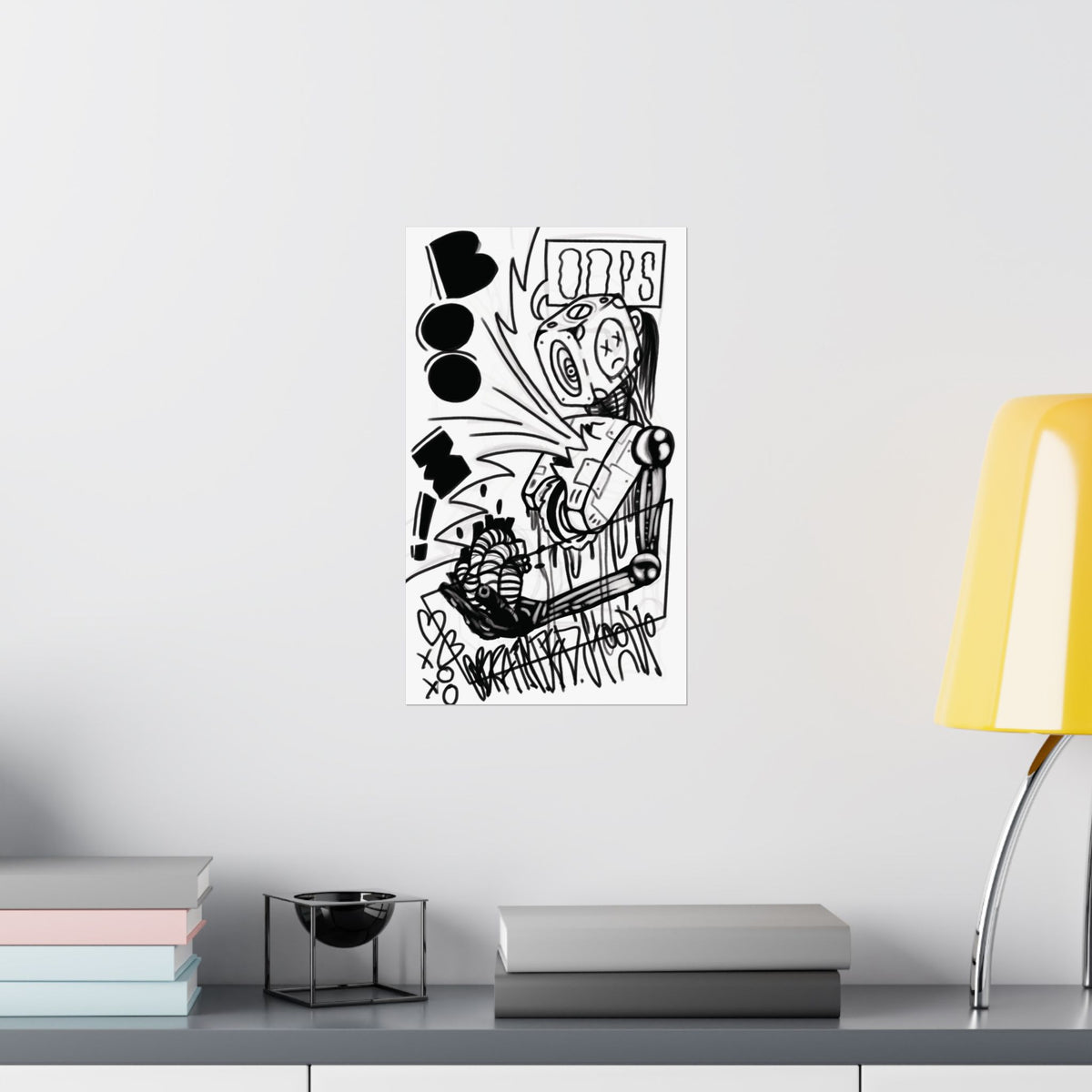 “Boooom!” Black & White Graffiti Art Poster — Matte Vertical Print