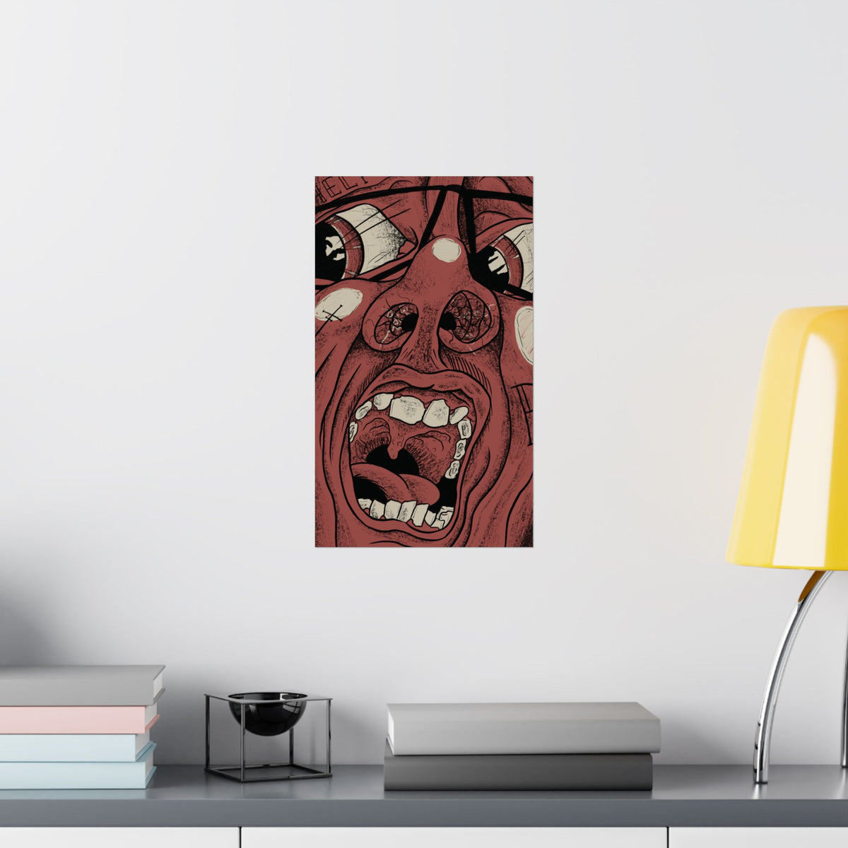 Horror Art Poster — Screaming Face Matte Vertical Wall Art