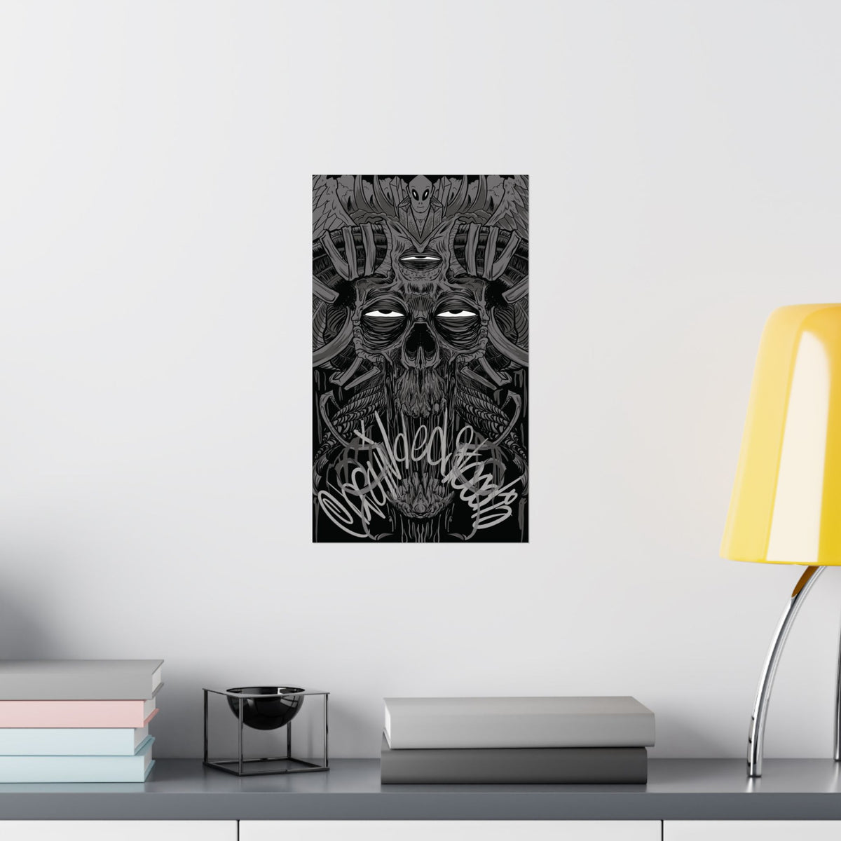 Skull Graffiti Matte Poster — Dark Gothic Vertical Art Print