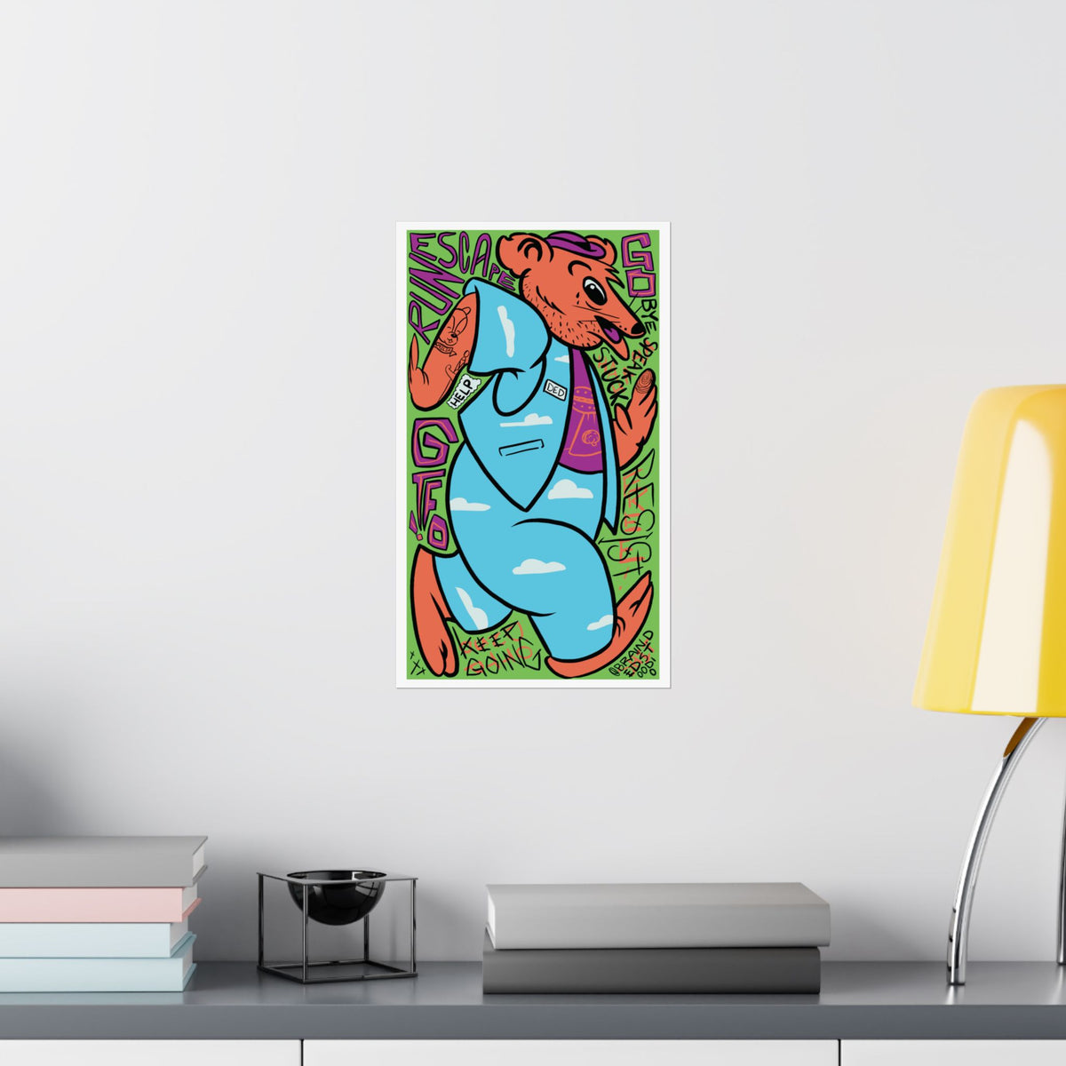 Motivational Bear Poster — "Keep Going" Matte Vertical Art Print