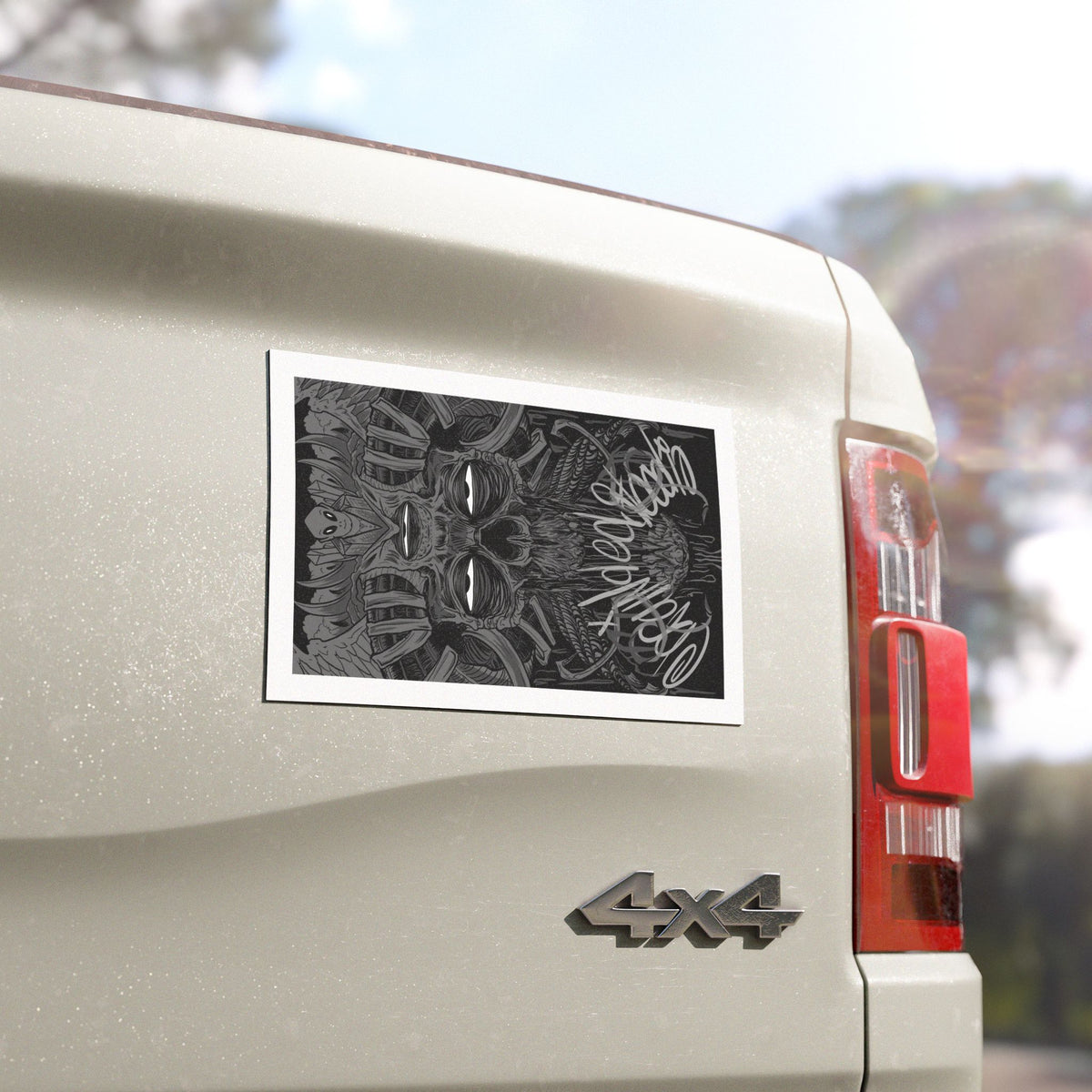 Dark Tribal Mask Car Magnet — Gothic Graffiti Vehicle Decal