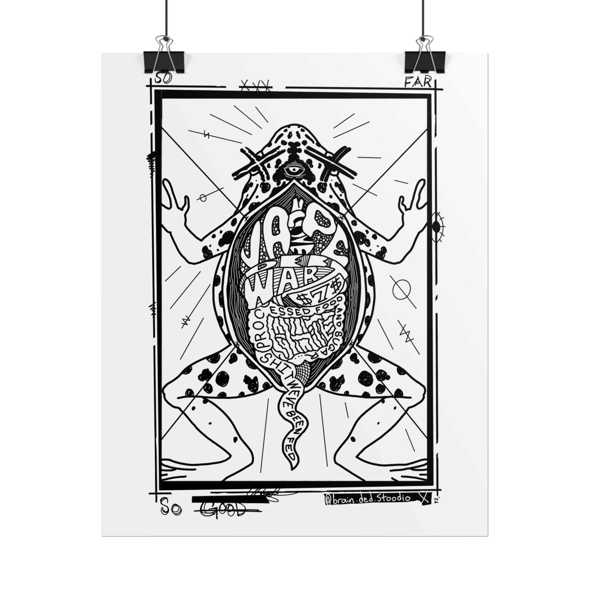 Rolled Poster — Black & White Surreal Frog Anatomy Art Print