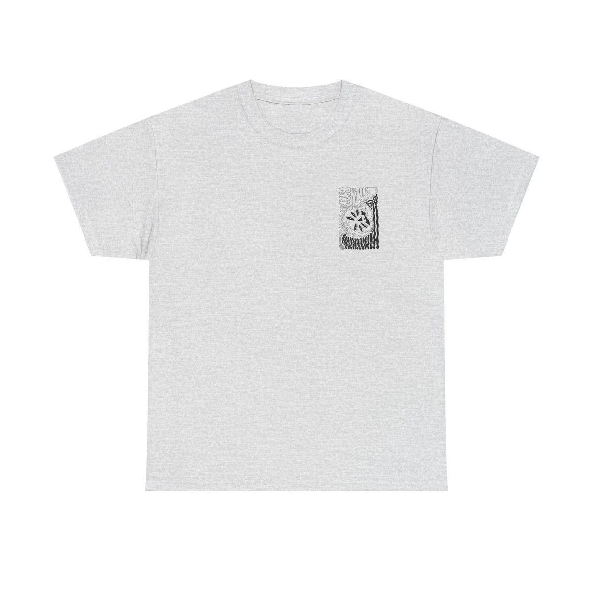 Monochrome Pumpkin Graphic Tee — Retro Black & White Pocket + Back Print