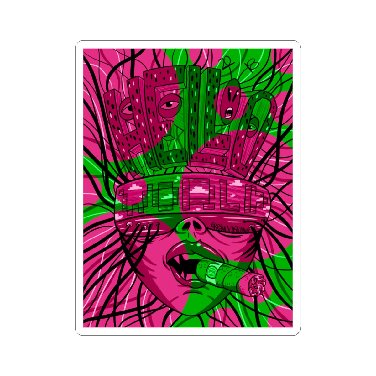 Color Art Sticker — Hello World