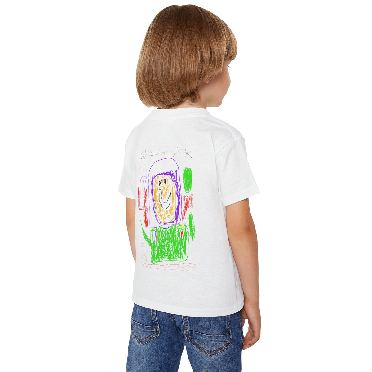Kids' Crayon Art T‑Shirt — Hand‑Drawn Buzz Lightyear Toddler Tee