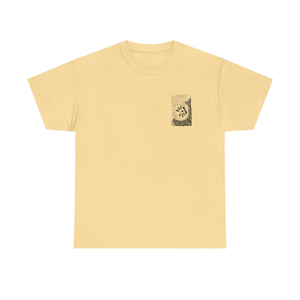 Monochrome Pumpkin Graphic Tee — Retro Black & White Pocket + Back Print