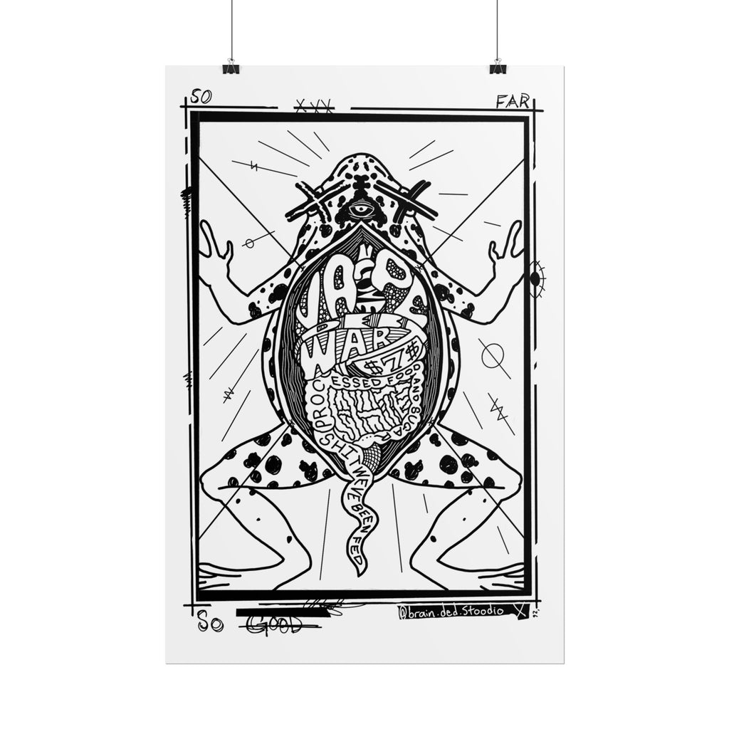 Rolled Poster — Black & White Surreal Frog Anatomy Art Print