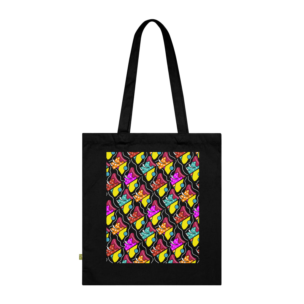Retro Pop Art Skate Pattern Tote Bag — Colorful Reusable Grocery & Beach Bag
