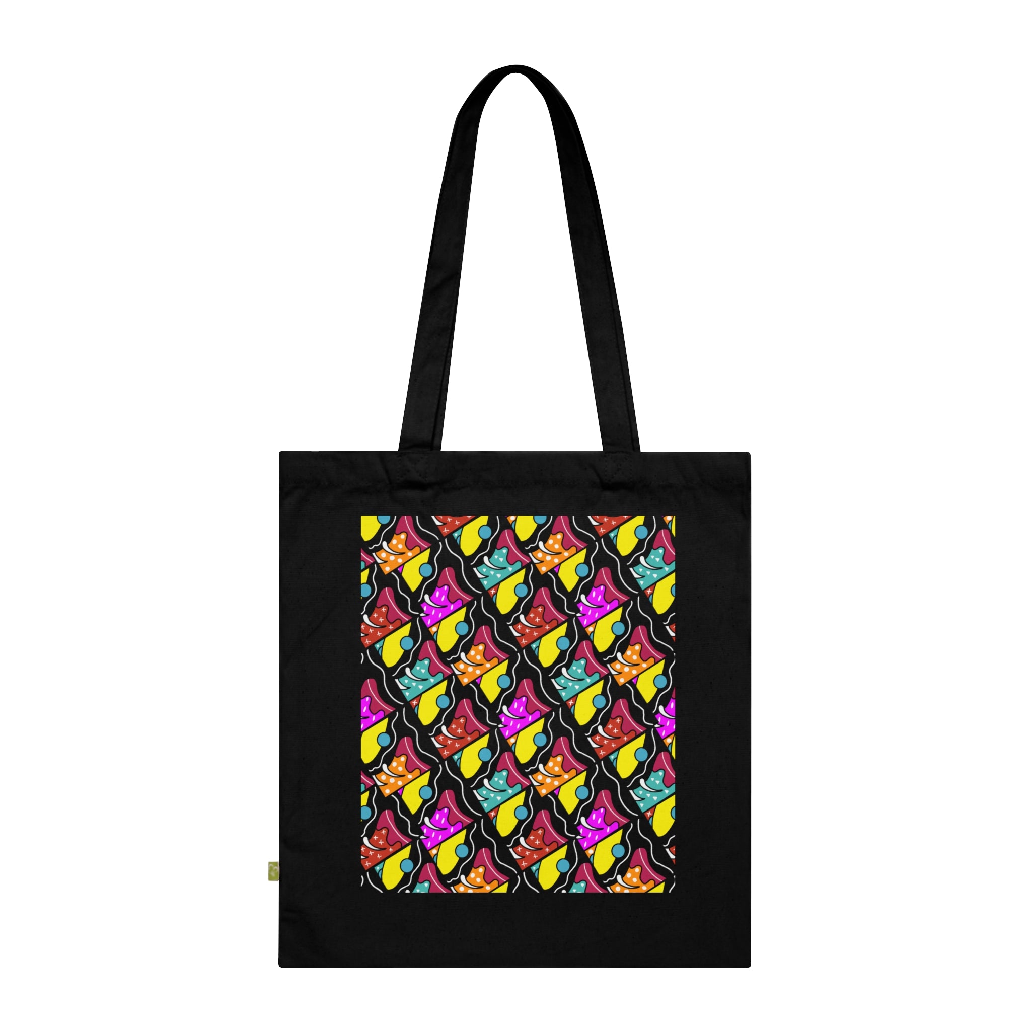 Retro Pop Art Skate Pattern Tote Bag — Colorful Reusable Grocery & Beach Bag