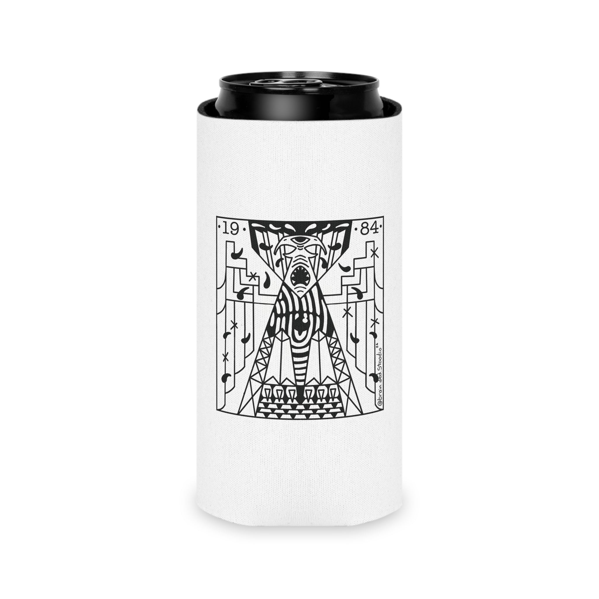 1984 Young and Naive USA Can Cooler — Retro Patriotic Beverage Insulator