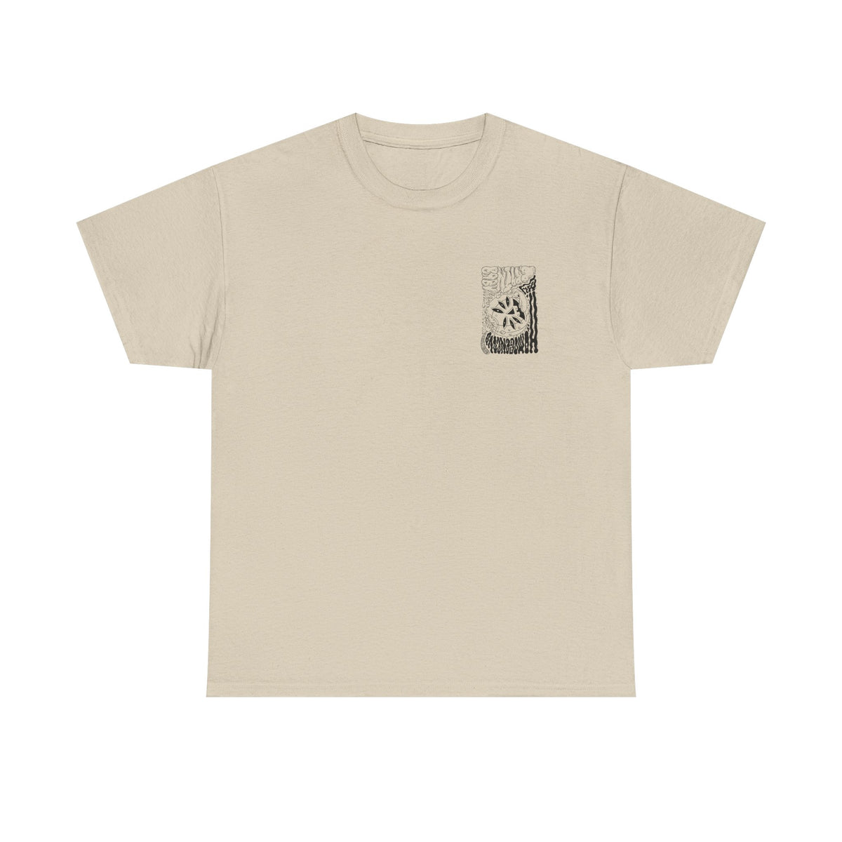 Monochrome Pumpkin Graphic Tee — Retro Black & White Pocket + Back Print