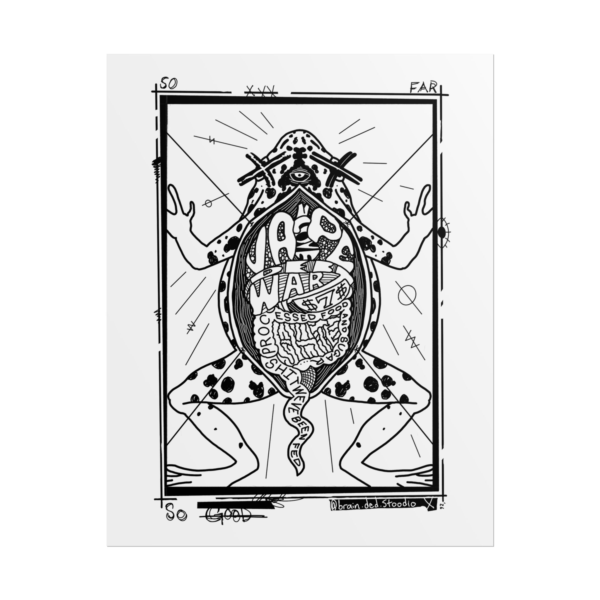 Rolled Poster — Black & White Surreal Frog Anatomy Art Print