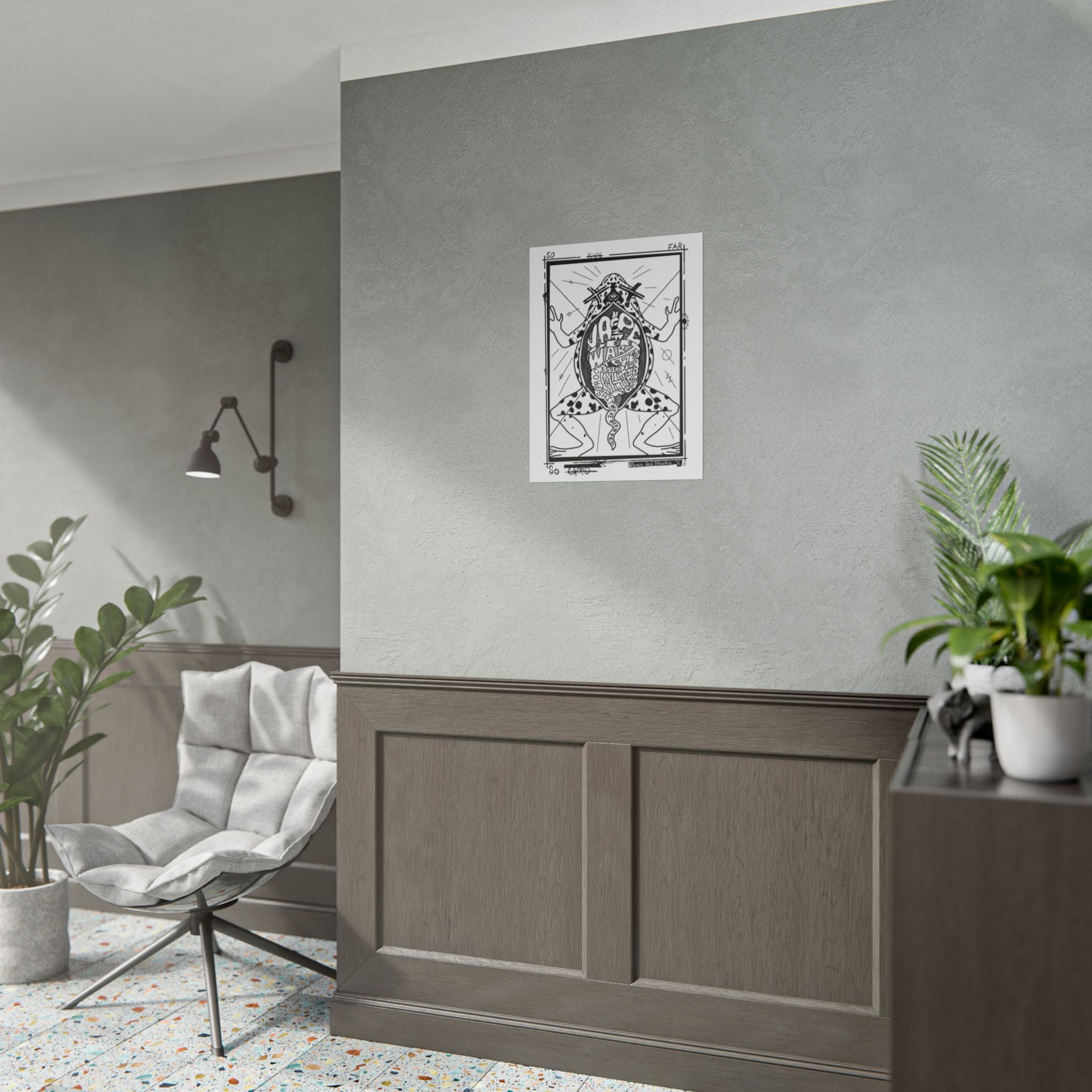 Rolled Poster — Black & White Surreal Frog Anatomy Art Print