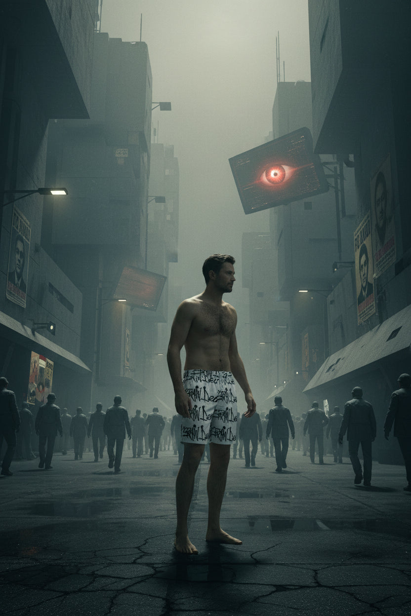 Brain Ded Graffiti Swim Shorts — Men's Mid-Length Printed Beach Trunks
