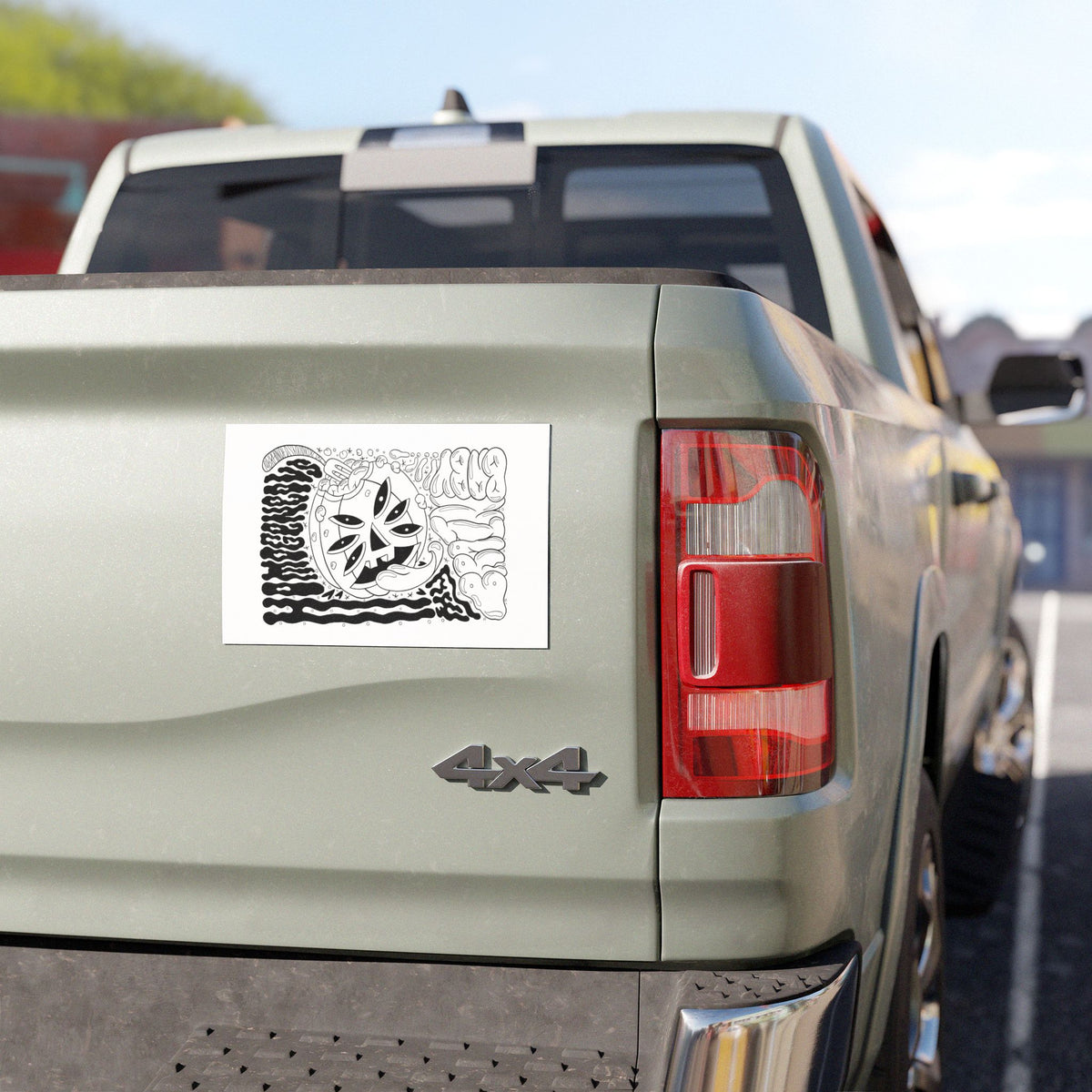 Monochrome Pumpkin Brain Car Magnet — Halloween Decal