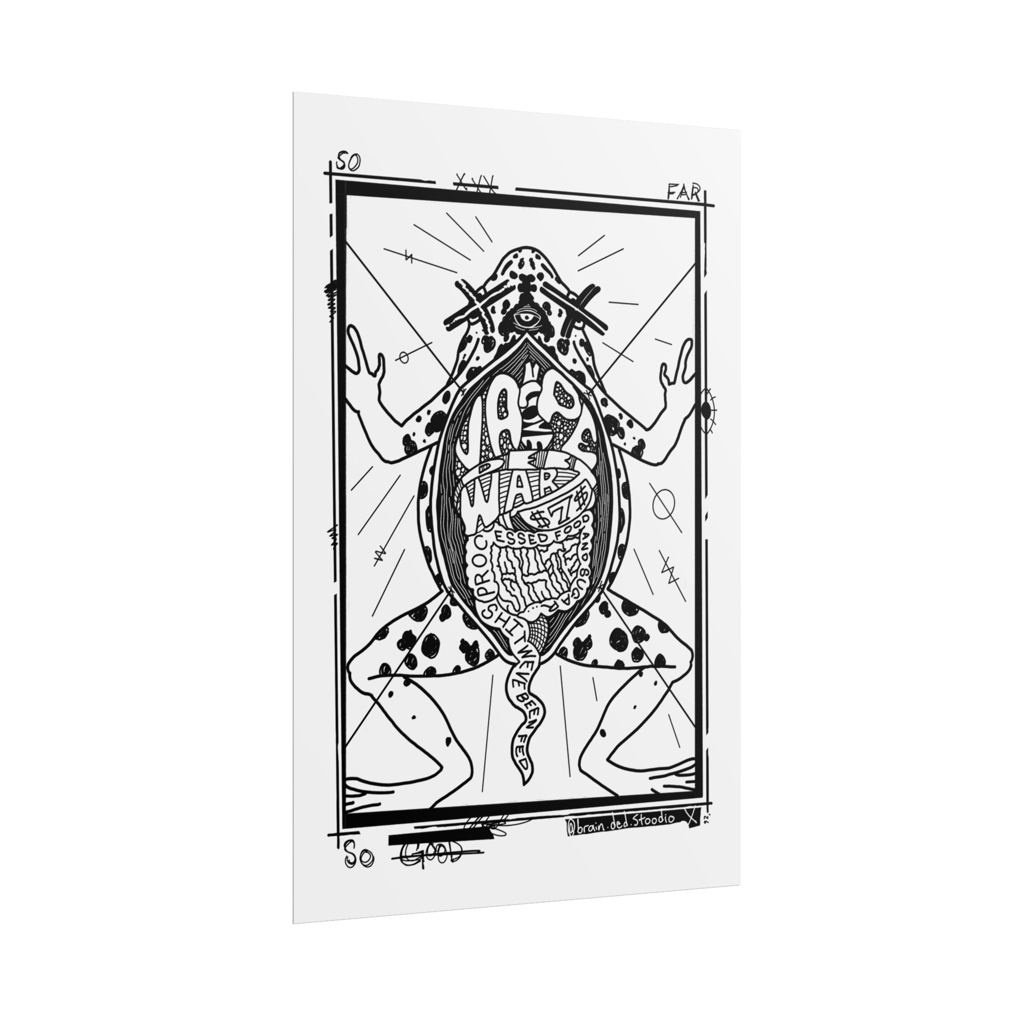 Rolled Poster — Black & White Surreal Frog Anatomy Art Print