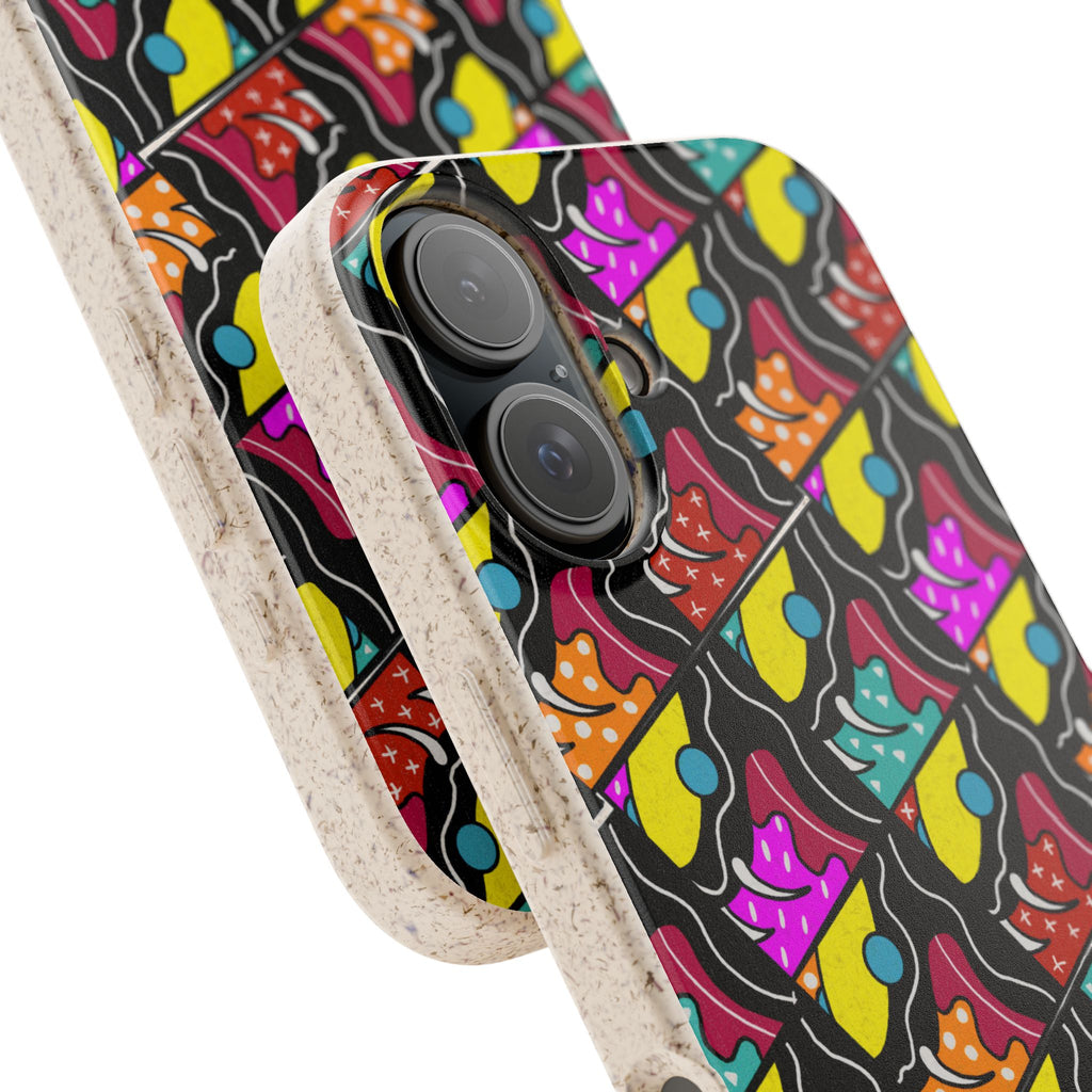 Biodegradable Phone Case — Colorful Retro Skate Pattern, Eco-Friendly Protective Cover