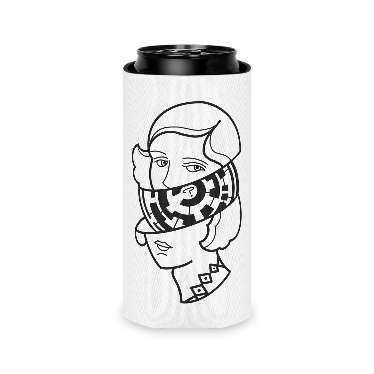 Lady Head Maze // Brain Ded Bookstore Logo - Can Cooler Koozie