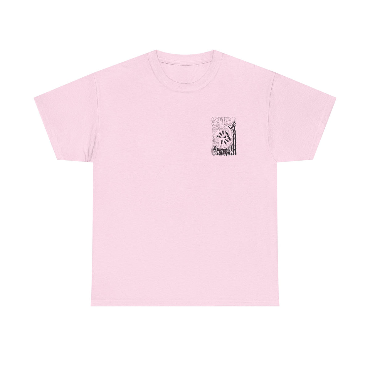 Monochrome Pumpkin Graphic Tee — Retro Black & White Pocket + Back Print