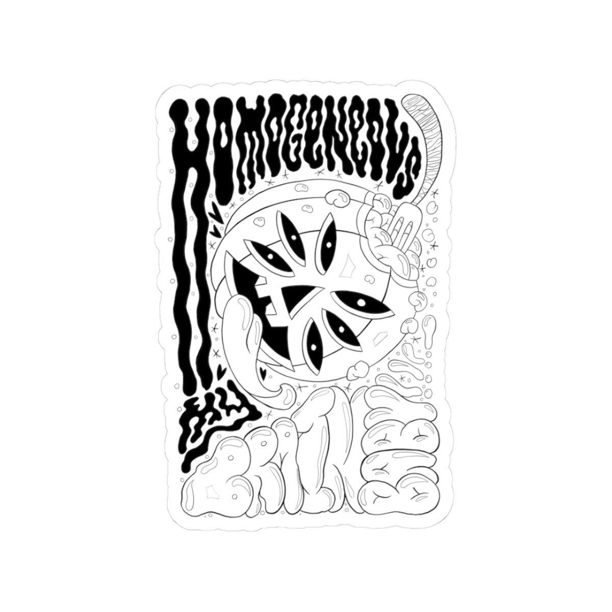 Monochrome  Pumpkin Brain Kiss-Cut Sticker