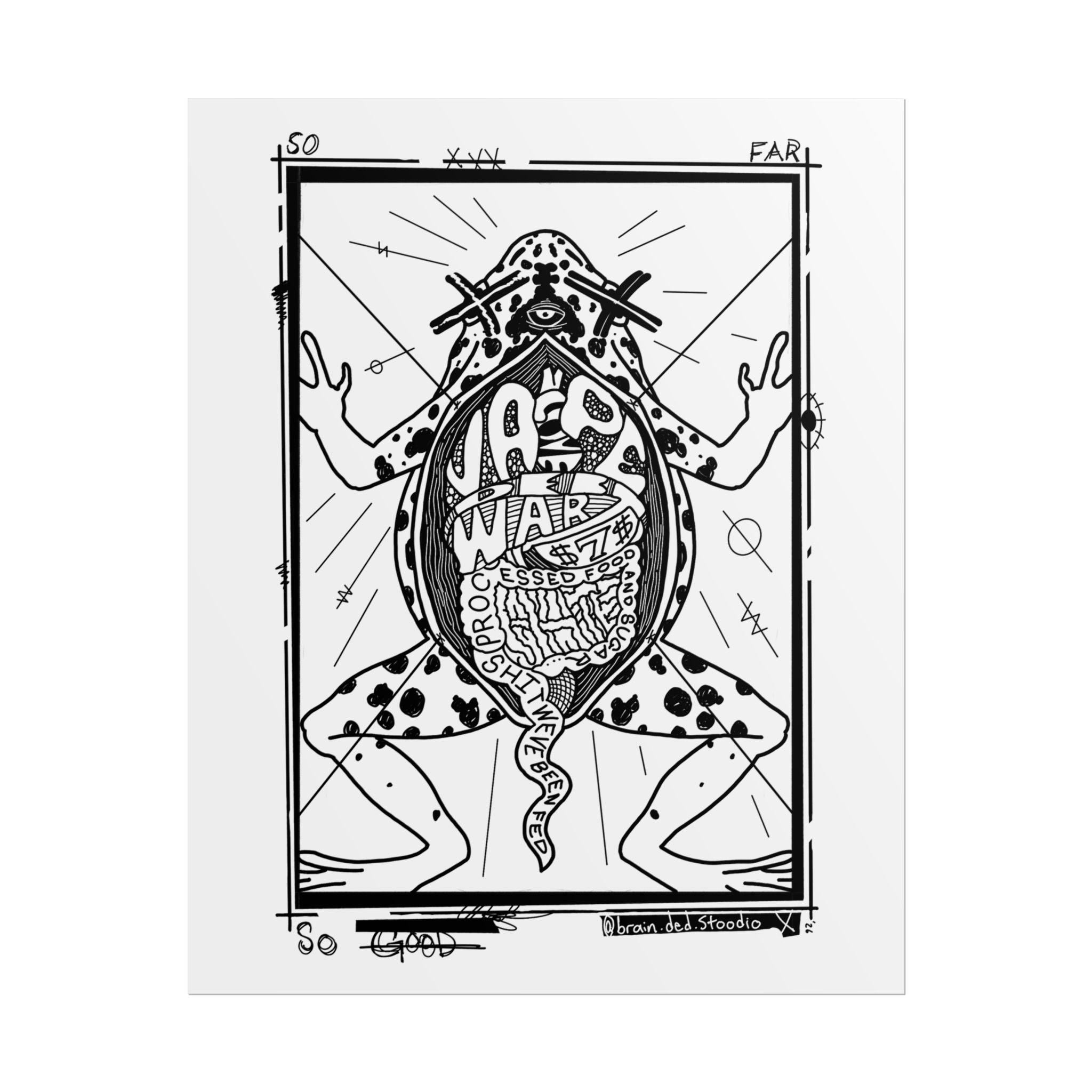 Rolled Poster — Black & White Surreal Frog Anatomy Art Print