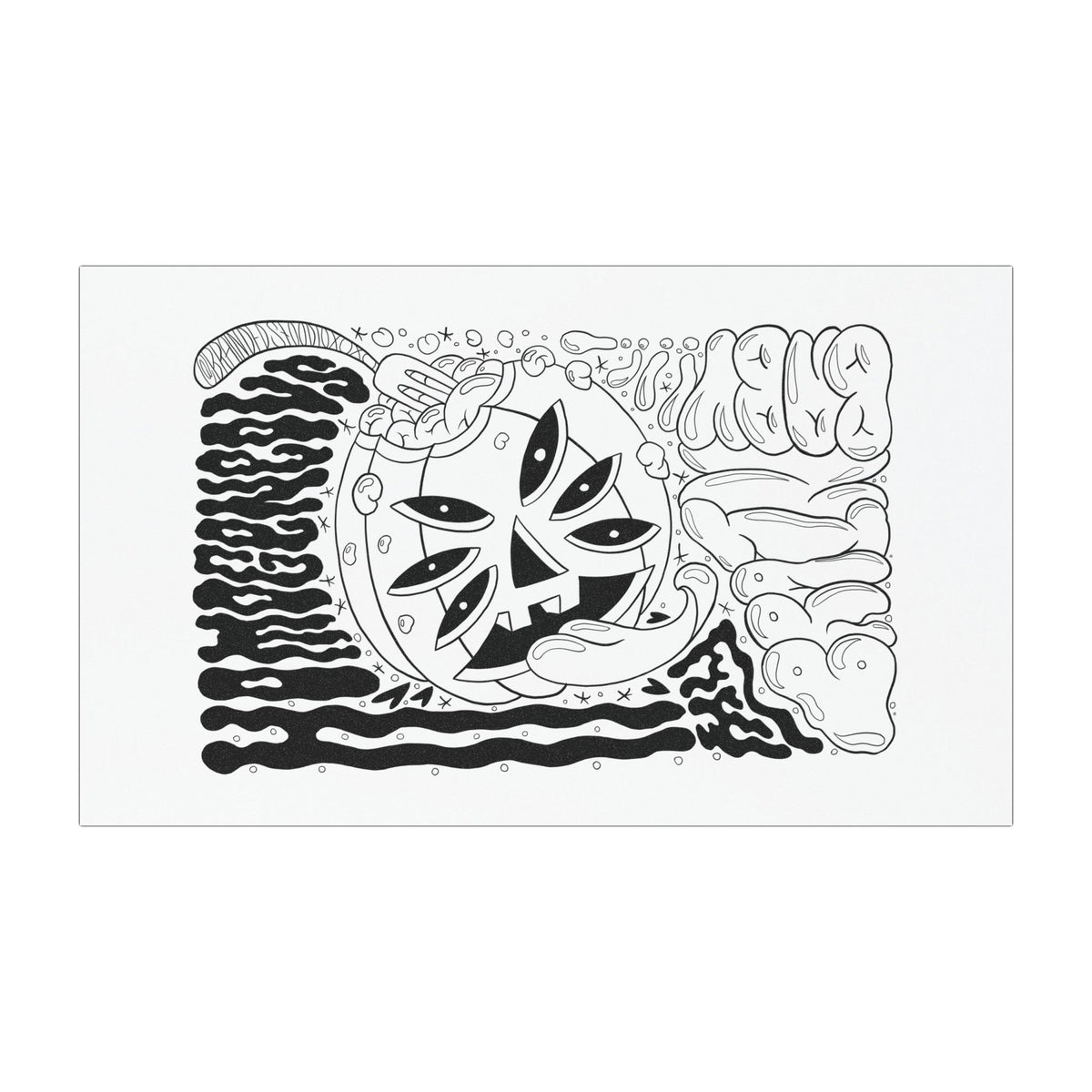 Monochrome Pumpkin Brain Car Magnet — Halloween Decal