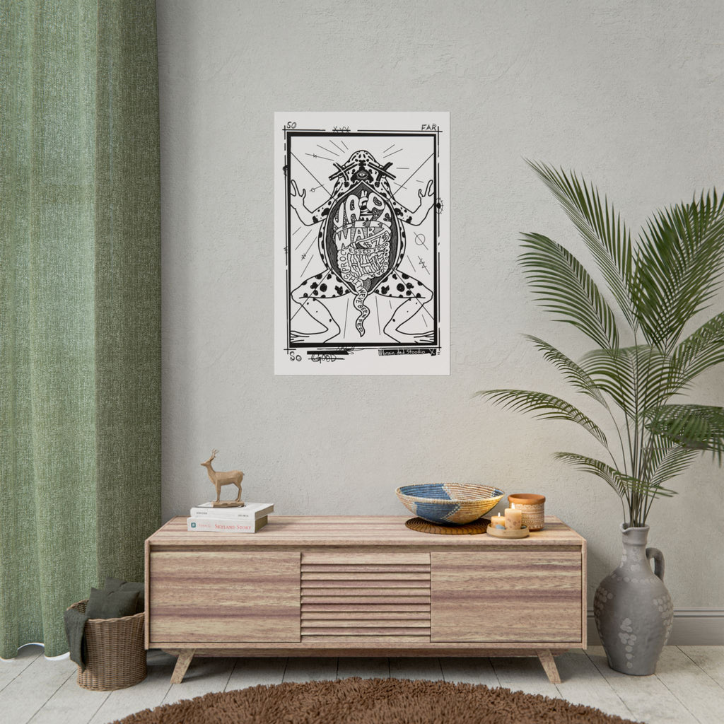 Rolled Poster — Black & White Surreal Frog Anatomy Art Print