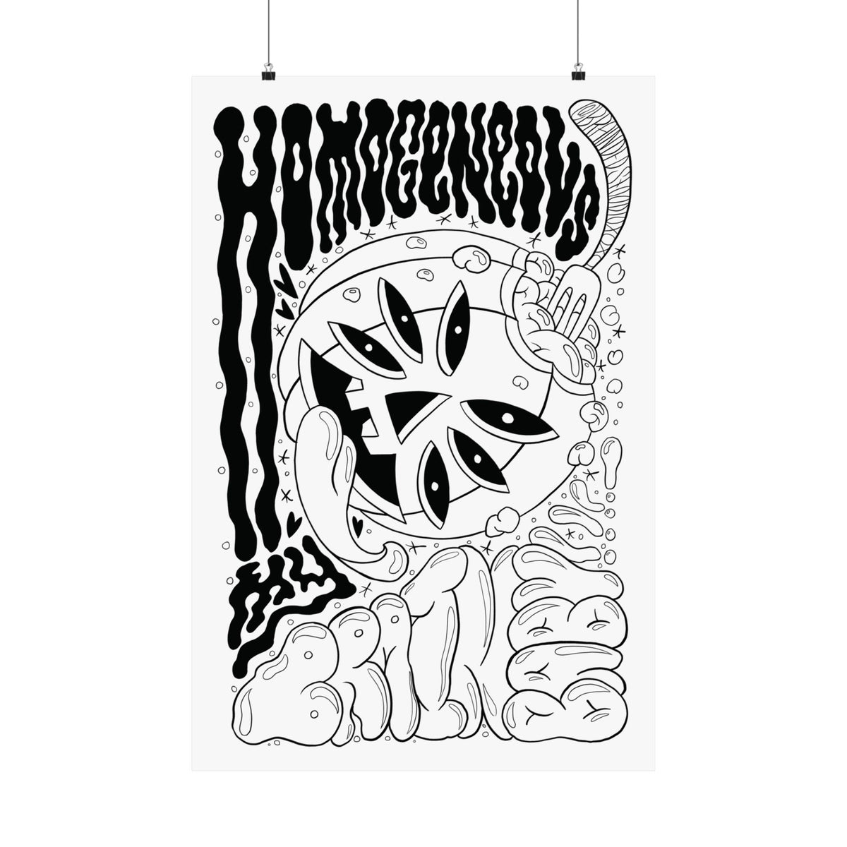Monochrome Pumpkin Poster — Matte Vertical Art Print