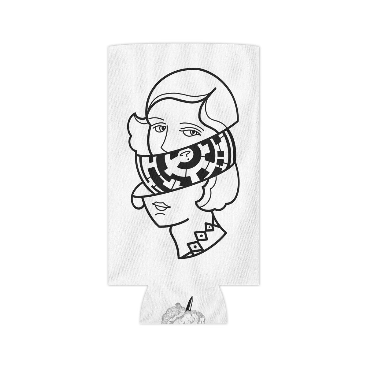 Lady Head Maze // Brain Ded Bookstore Logo - Can Cooler Koozie