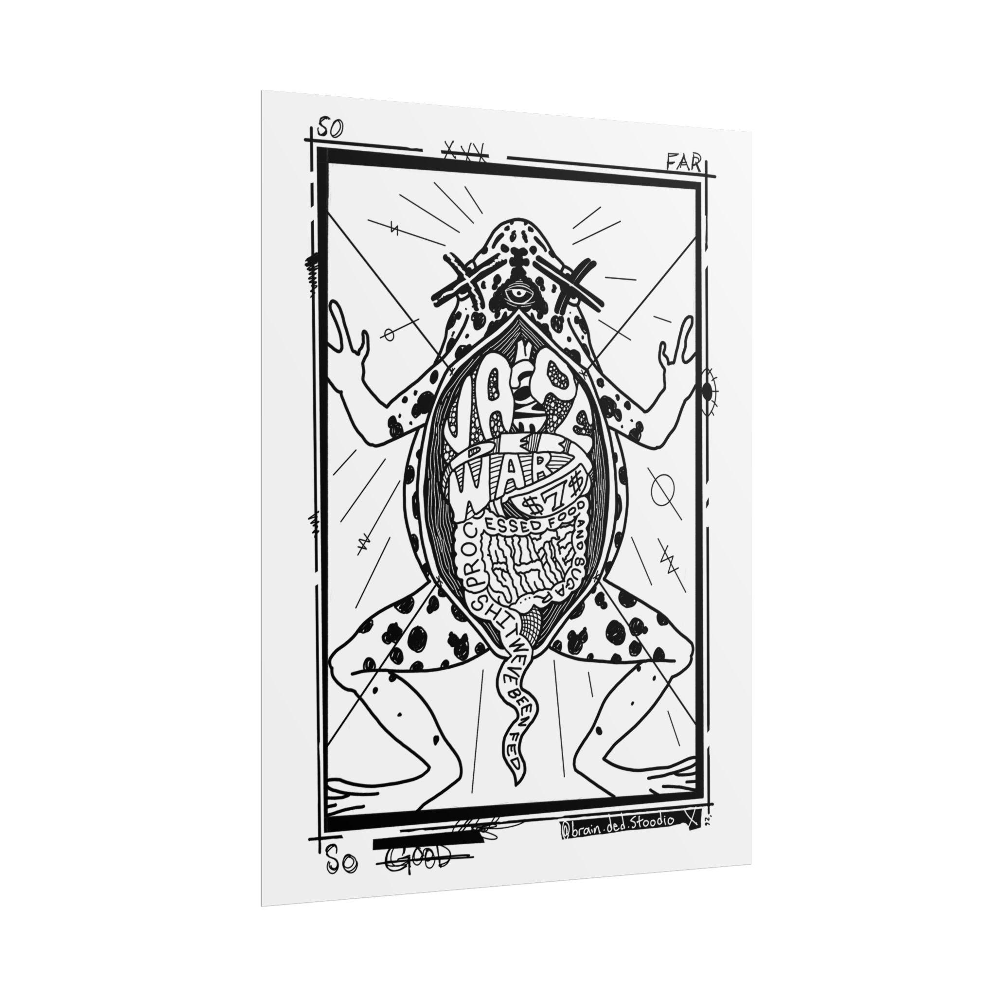 Rolled Poster — Black & White Surreal Frog Anatomy Art Print