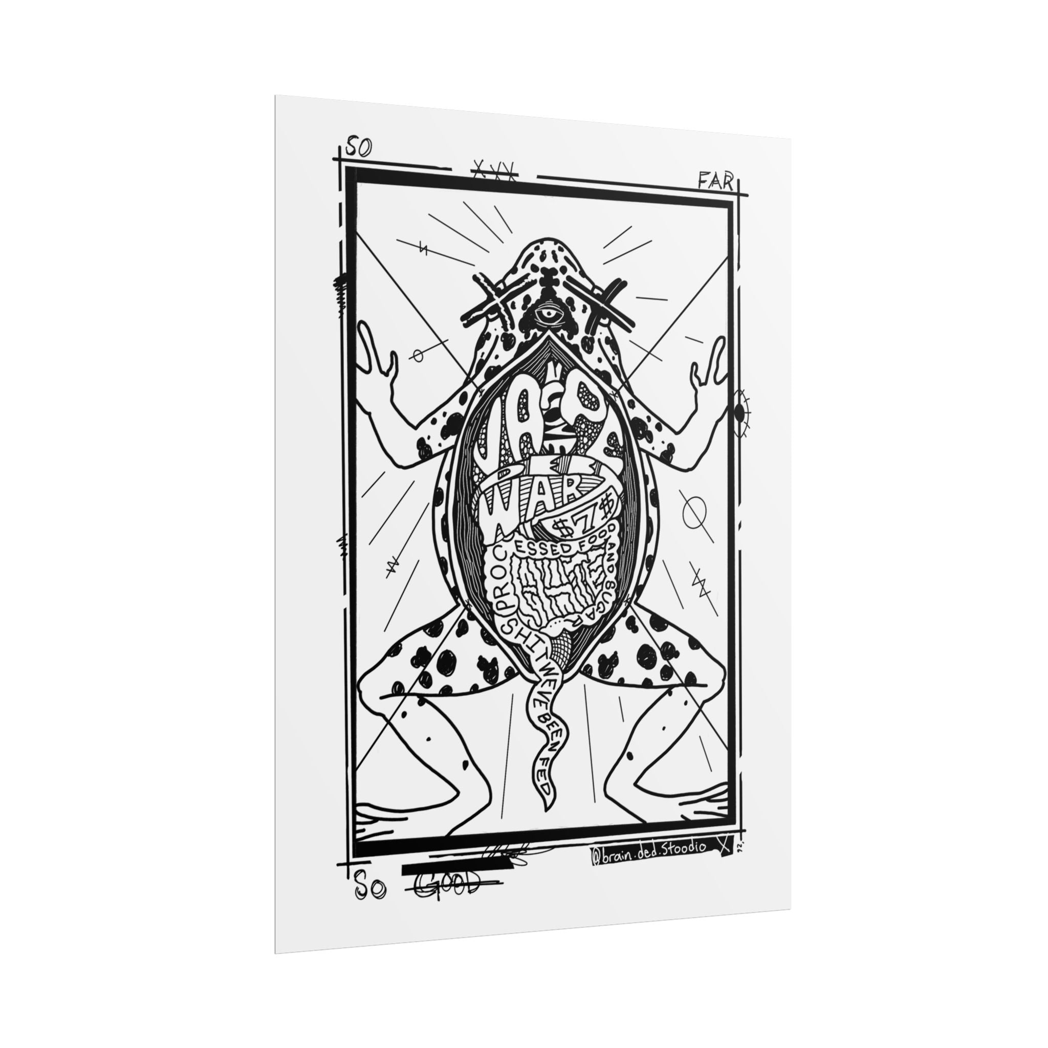 Rolled Poster — Black & White Surreal Frog Anatomy Art Print