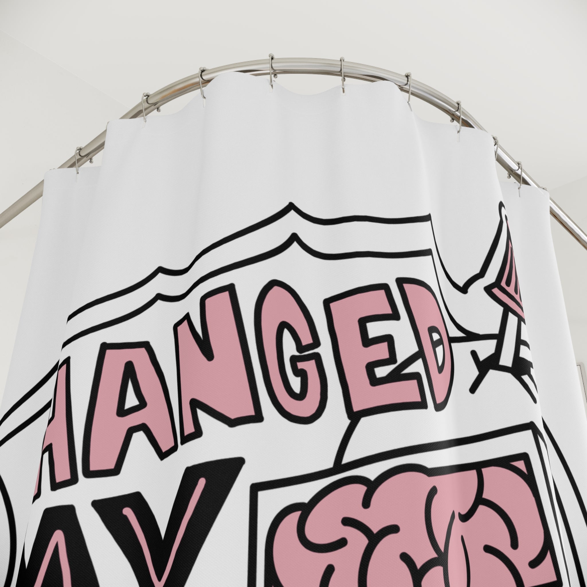 Changed My Mind Robot Shower Curtain — Retro Robot with Screwdriver