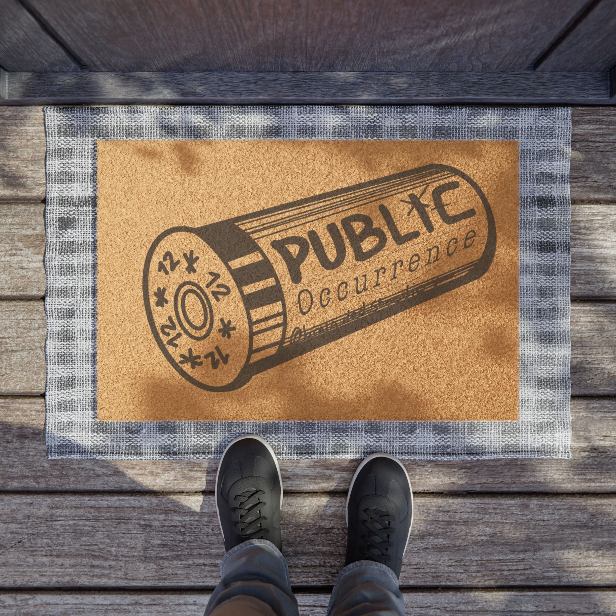 Doormat - 'Public Occurrence' 12 Gauge Shotgun Shell Coir Welcome Mat