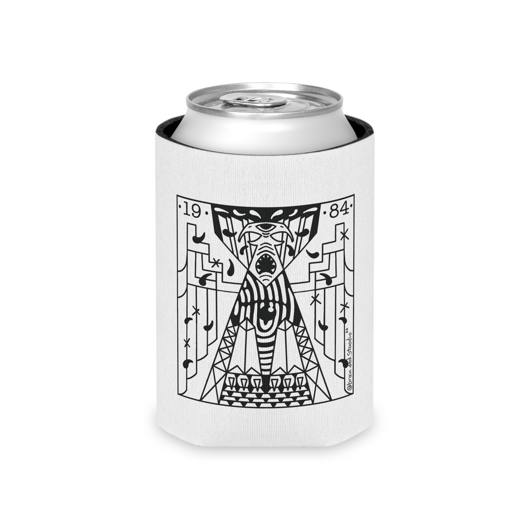 1984 Young and Naive USA Can Cooler — Retro Patriotic Beverage Insulator