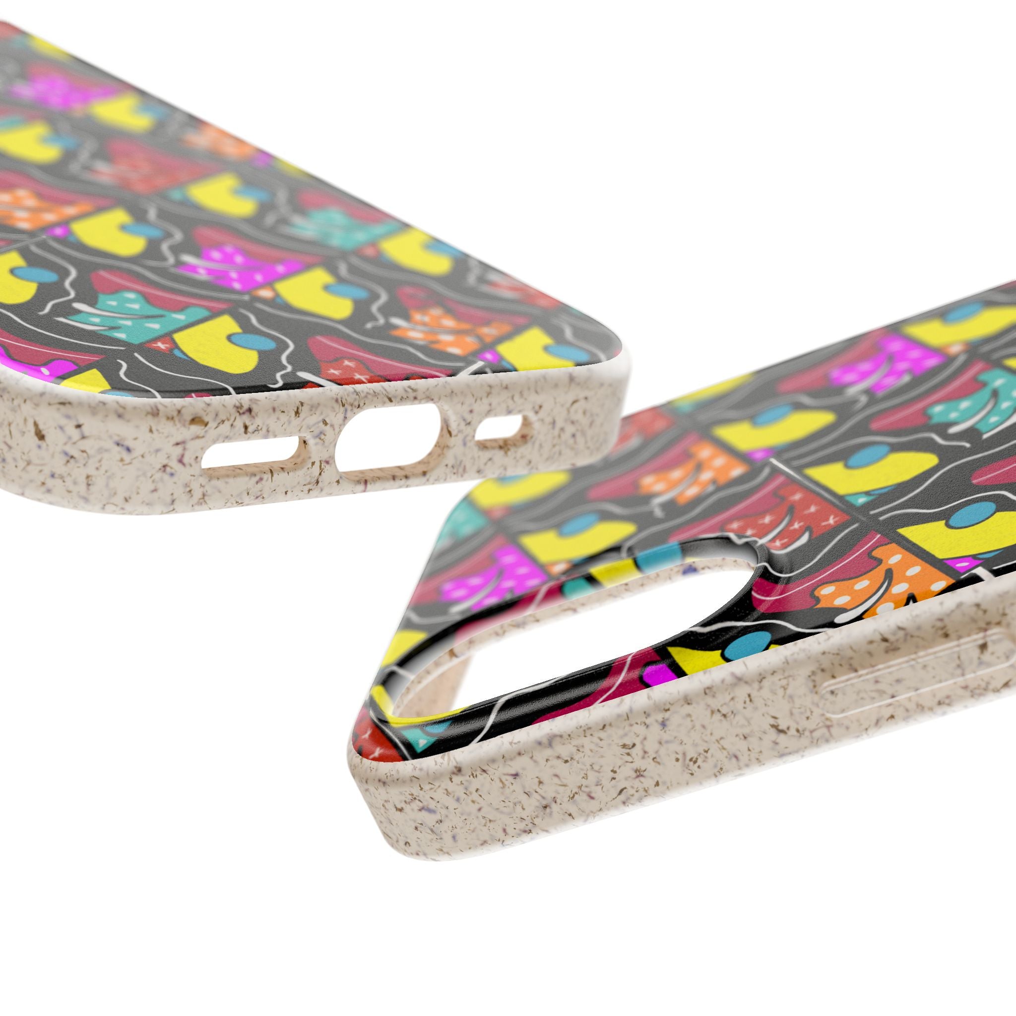 Biodegradable Phone Case — Colorful Retro Skate Pattern, Eco-Friendly Protective Cover