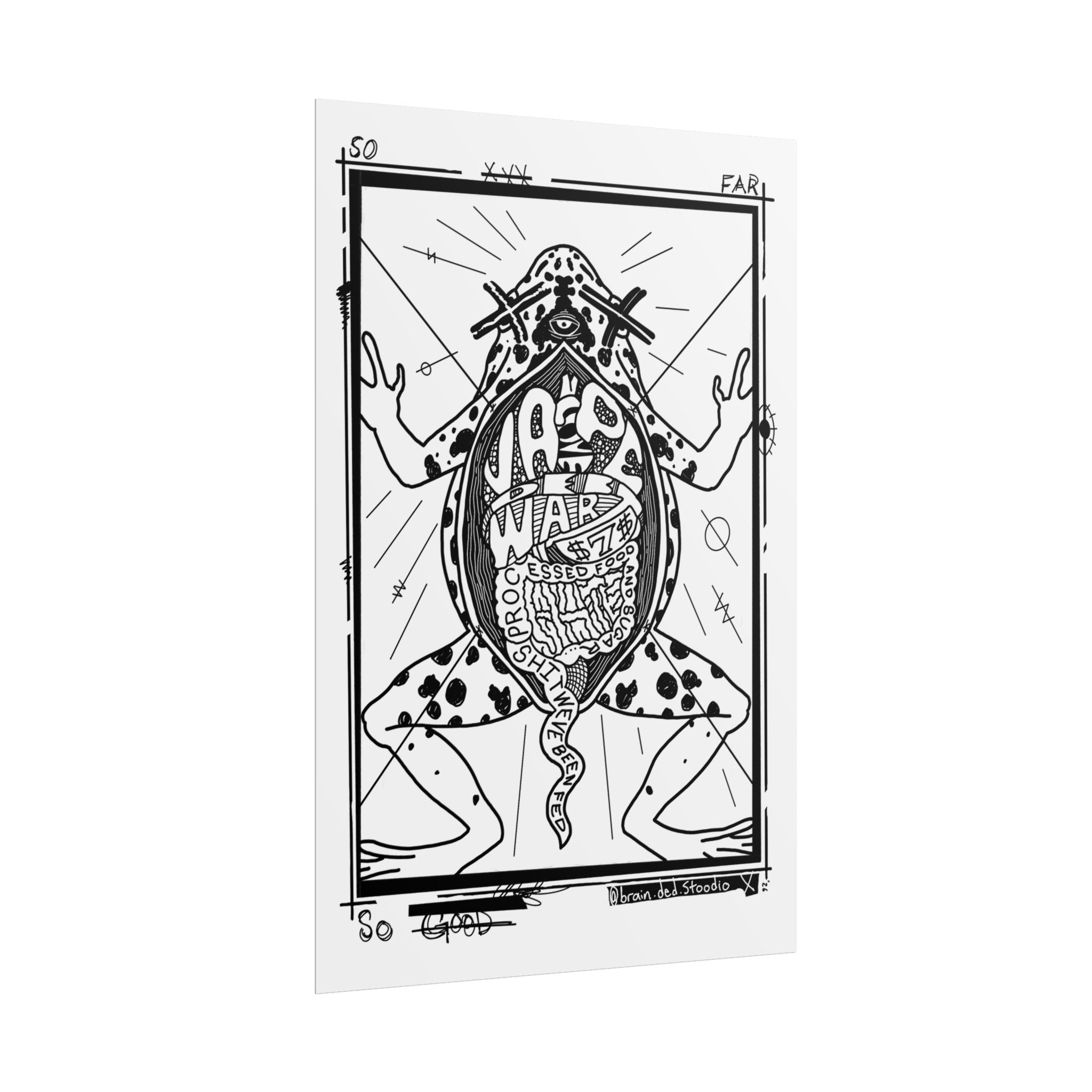 Rolled Poster — Black & White Surreal Frog Anatomy Art Print