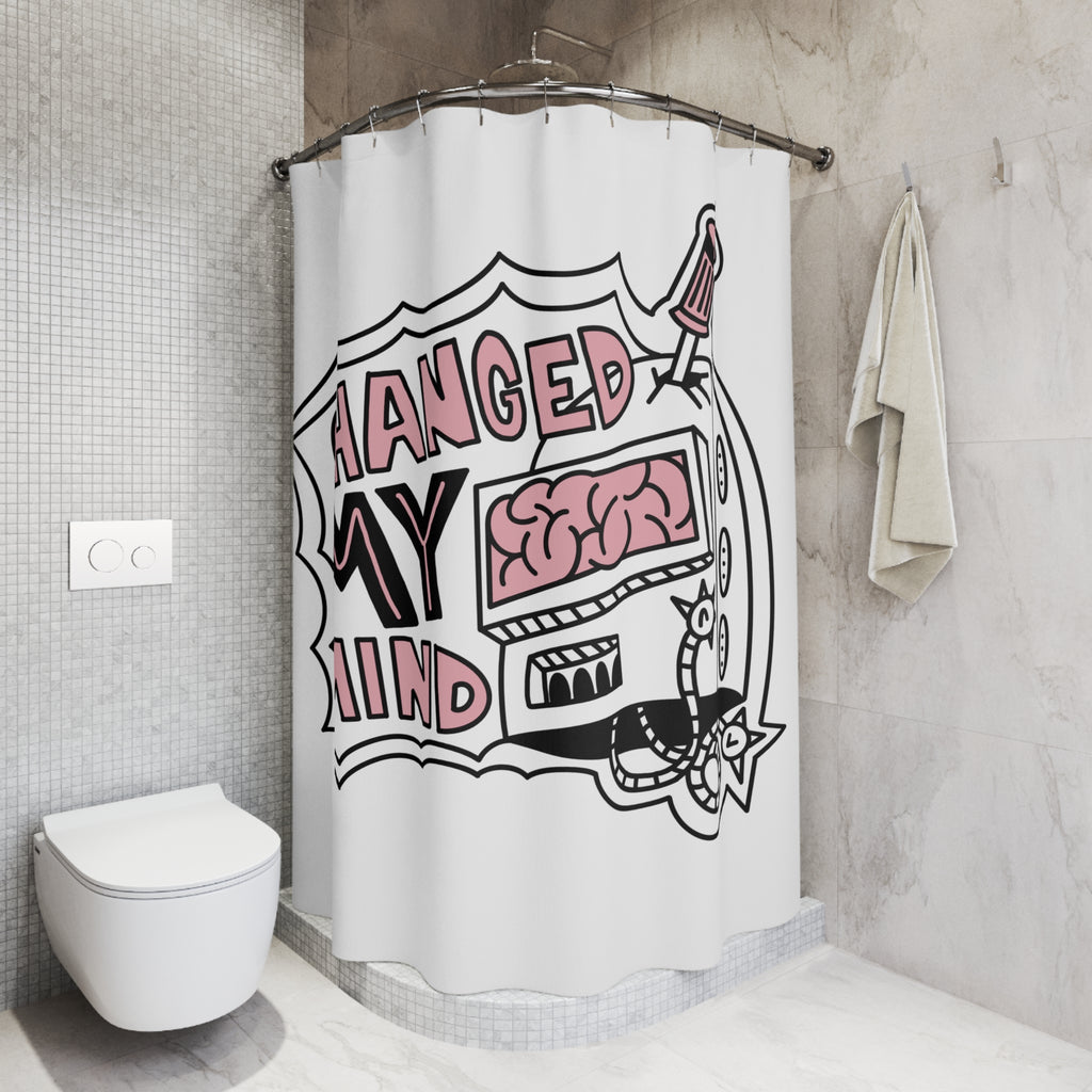 Changed My Mind Robot Shower Curtain — Retro Robot with Screwdriver