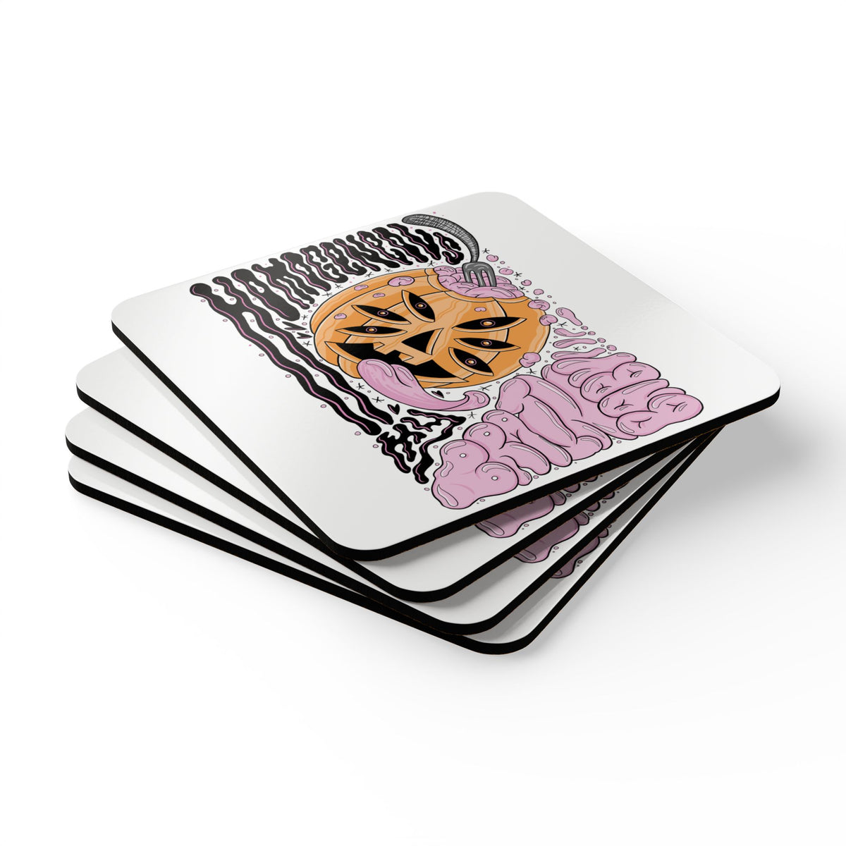 Cork Coaster Set — Pumpkin Art Drink Coasters
