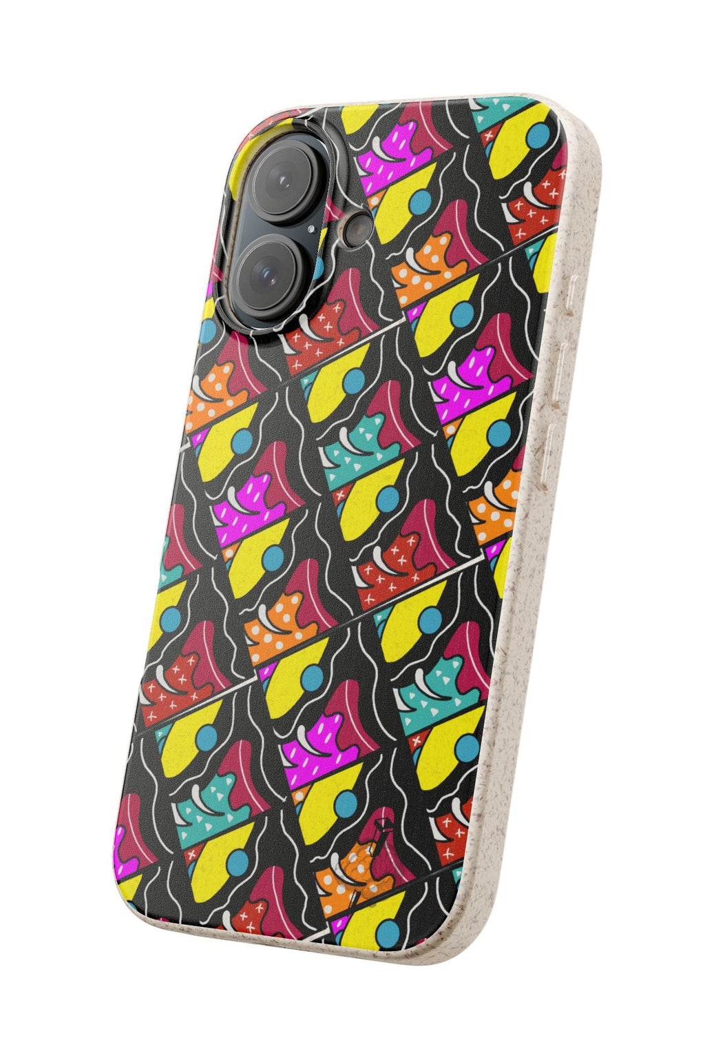 Biodegradable Phone Case — Colorful Retro Skate Pattern, Eco-Friendly Protective Cover