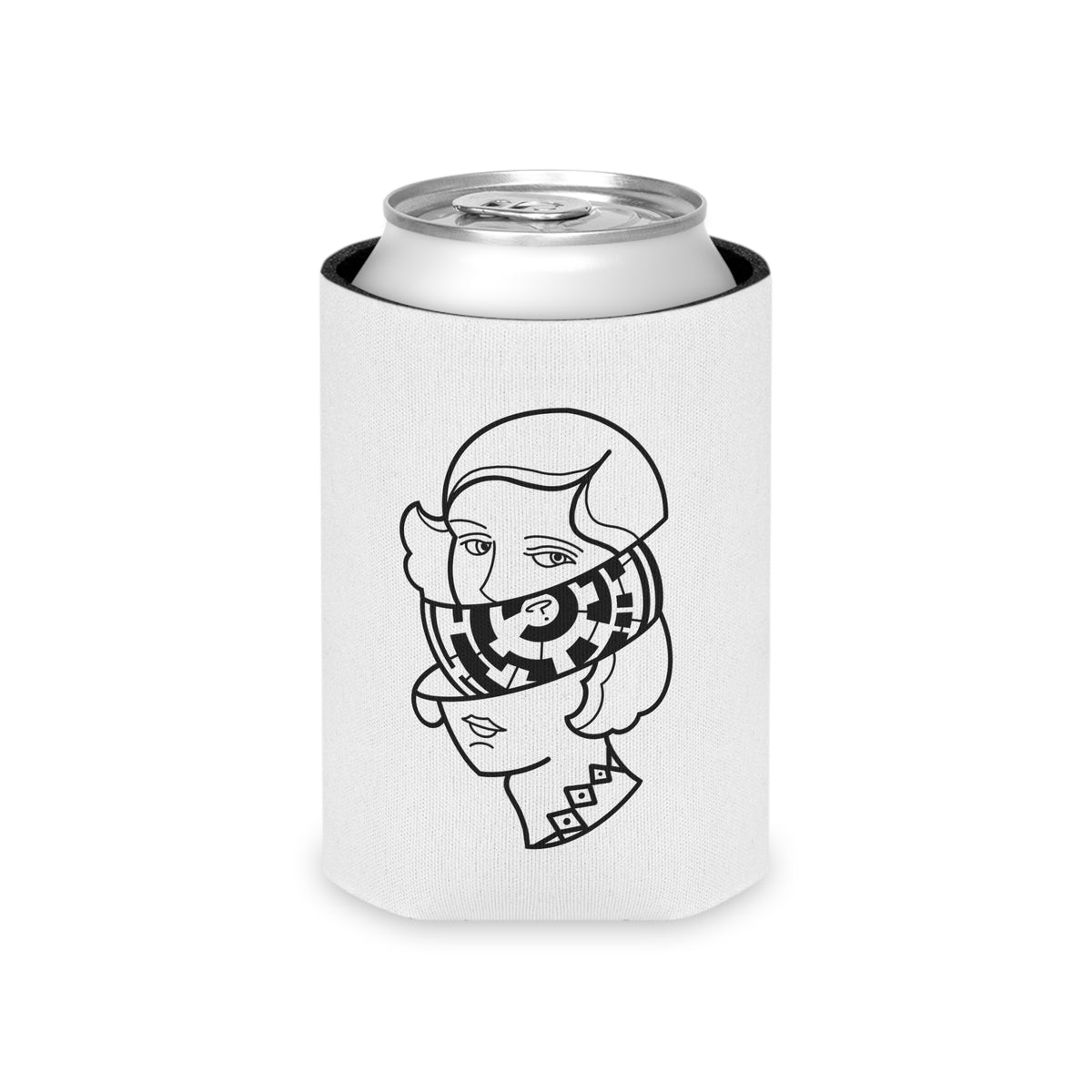 Lady Head Maze // Brain Ded Bookstore Logo - Can Cooler Koozie