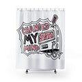 Changed My Mind Robot Shower Curtain — Retro Robot with Screwdriver