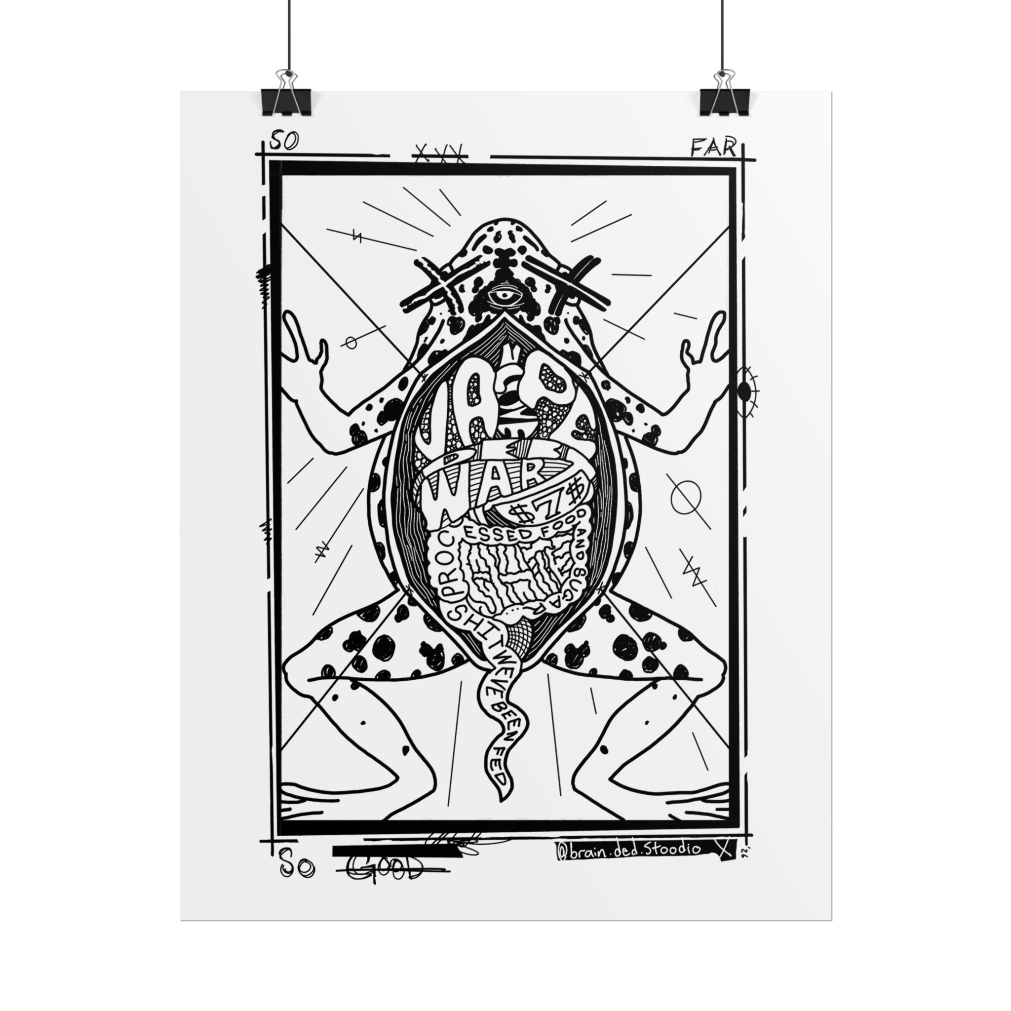 Rolled Poster — Black & White Surreal Frog Anatomy Art Print